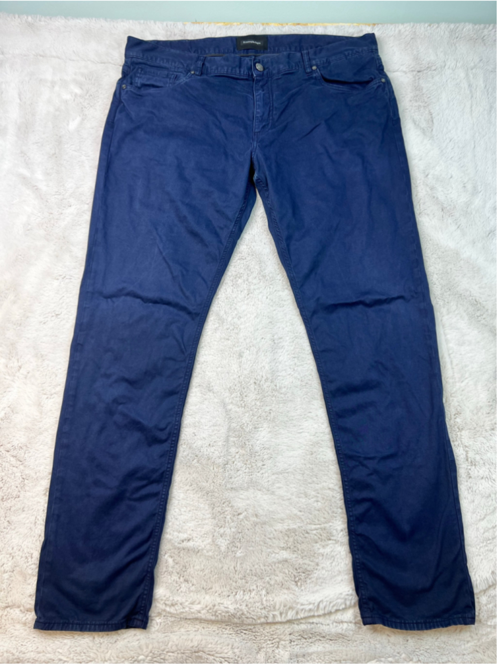 Ermenegildo Zegna Pants Mens 40 Blue Straight Leg Stretch Chino Trousers Cotton